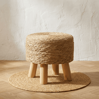 Tabouret Rond en Rotin Trépied