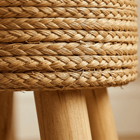 Tabouret Rond en Rotin Trépied