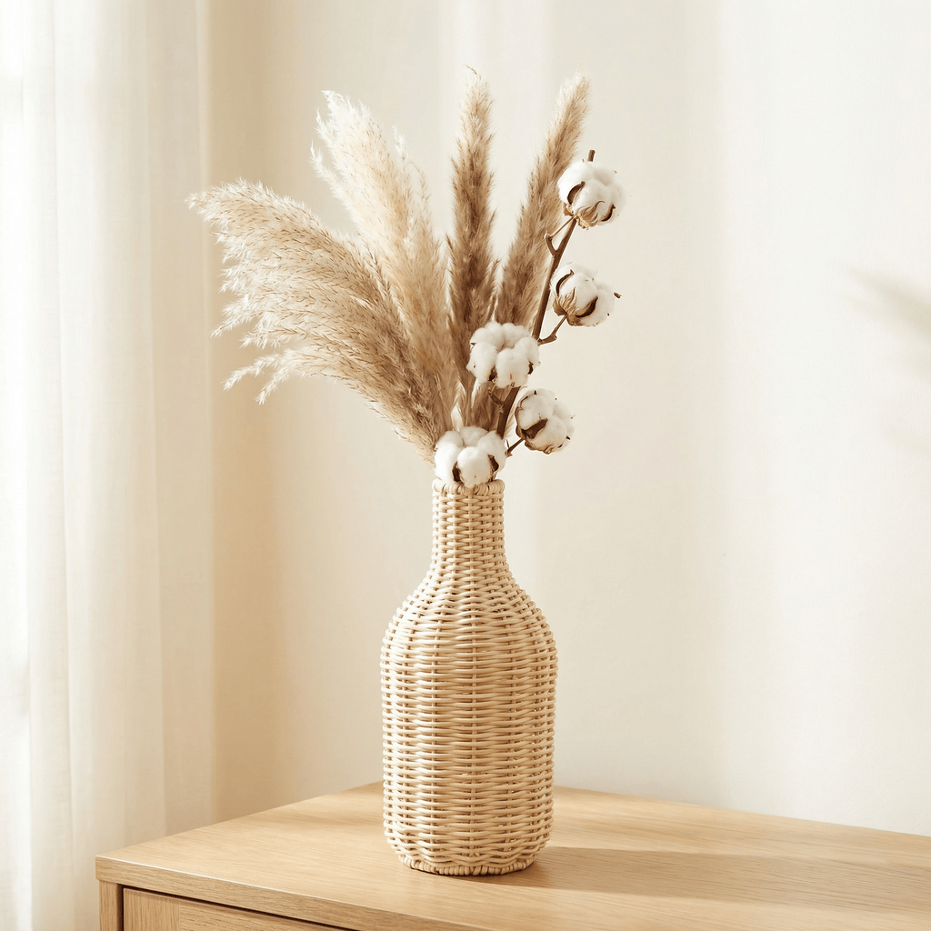 Vase Rotin Bouteille Élancé