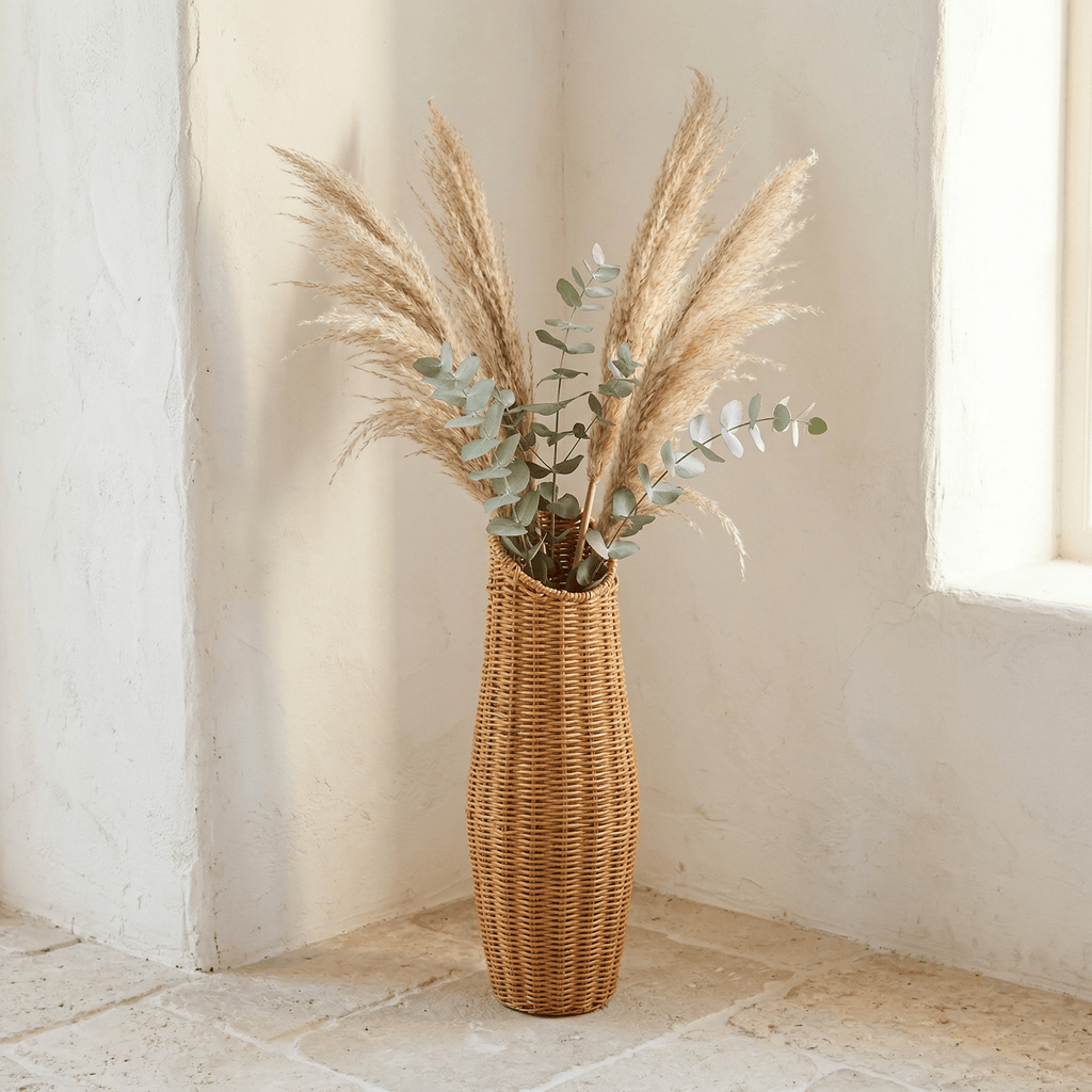 Vase Rotin Cylindrique Élancé