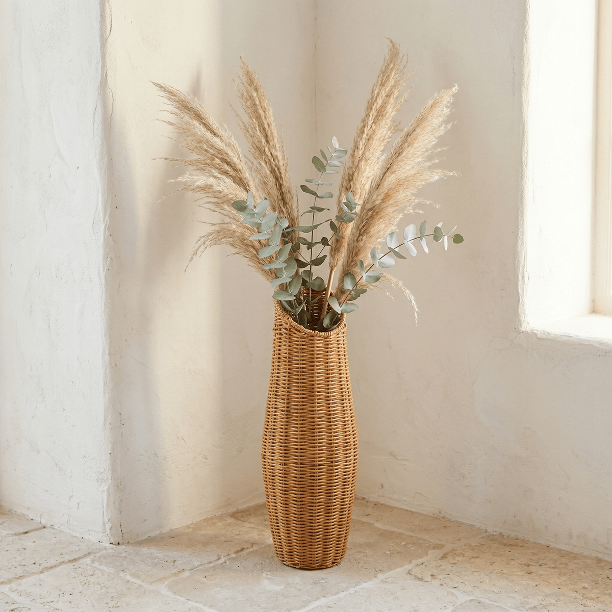 Vase Rotin Cylindrique Élancé