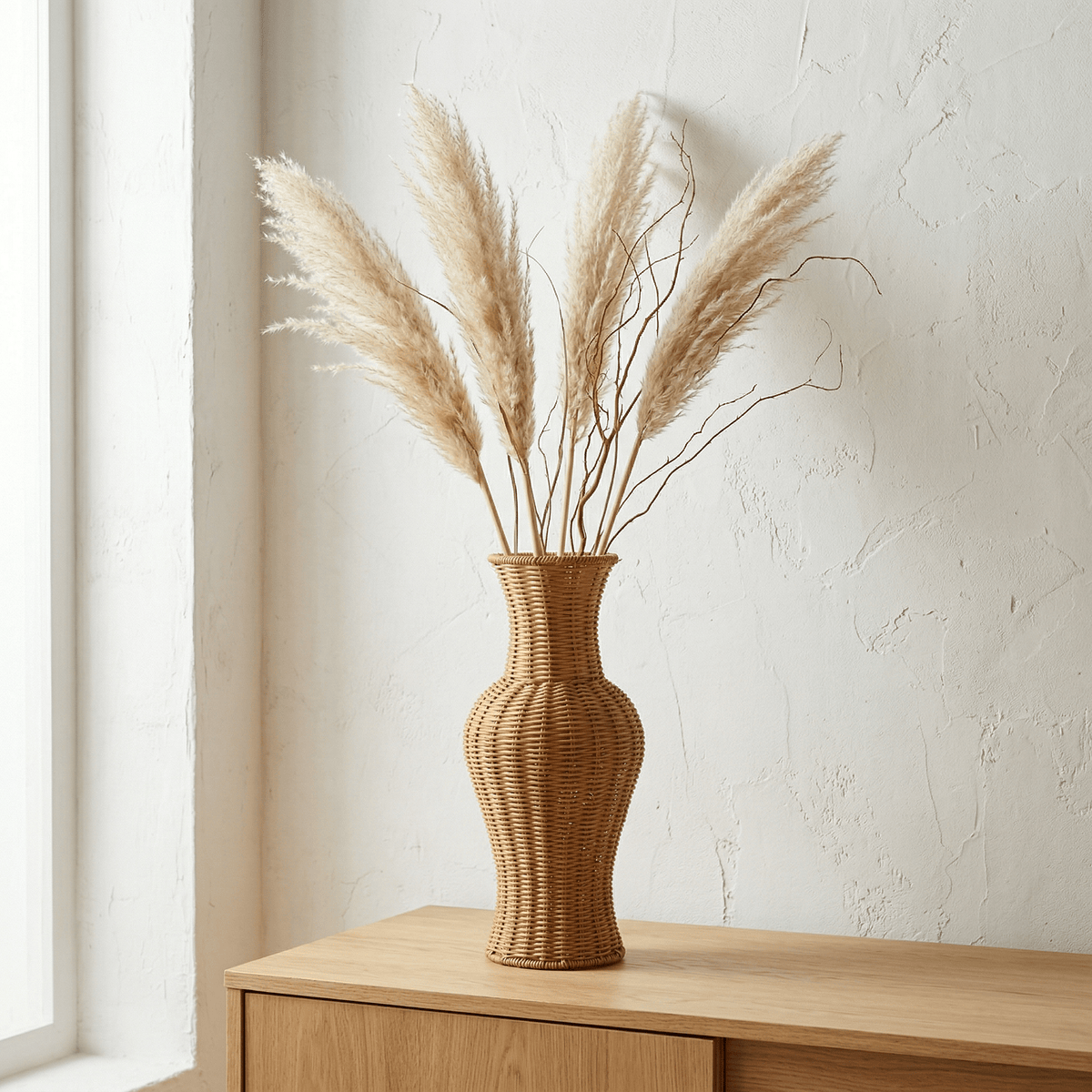 Vase Rotin Galbé Style Amphore